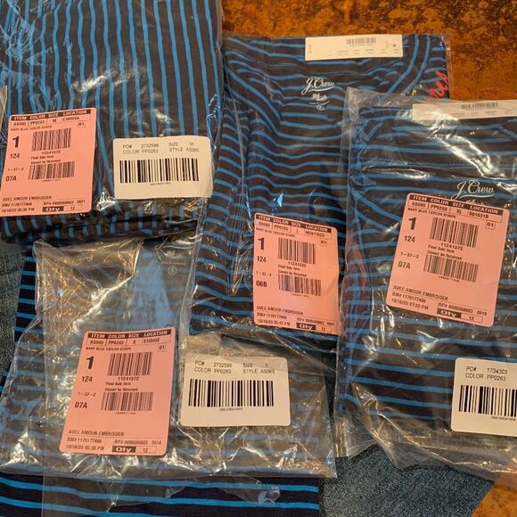 NWT J. Crew Blue Stripe W/ Embroidered "Avec Amour" T-shirt - SIZE S - Picture 10 of 10